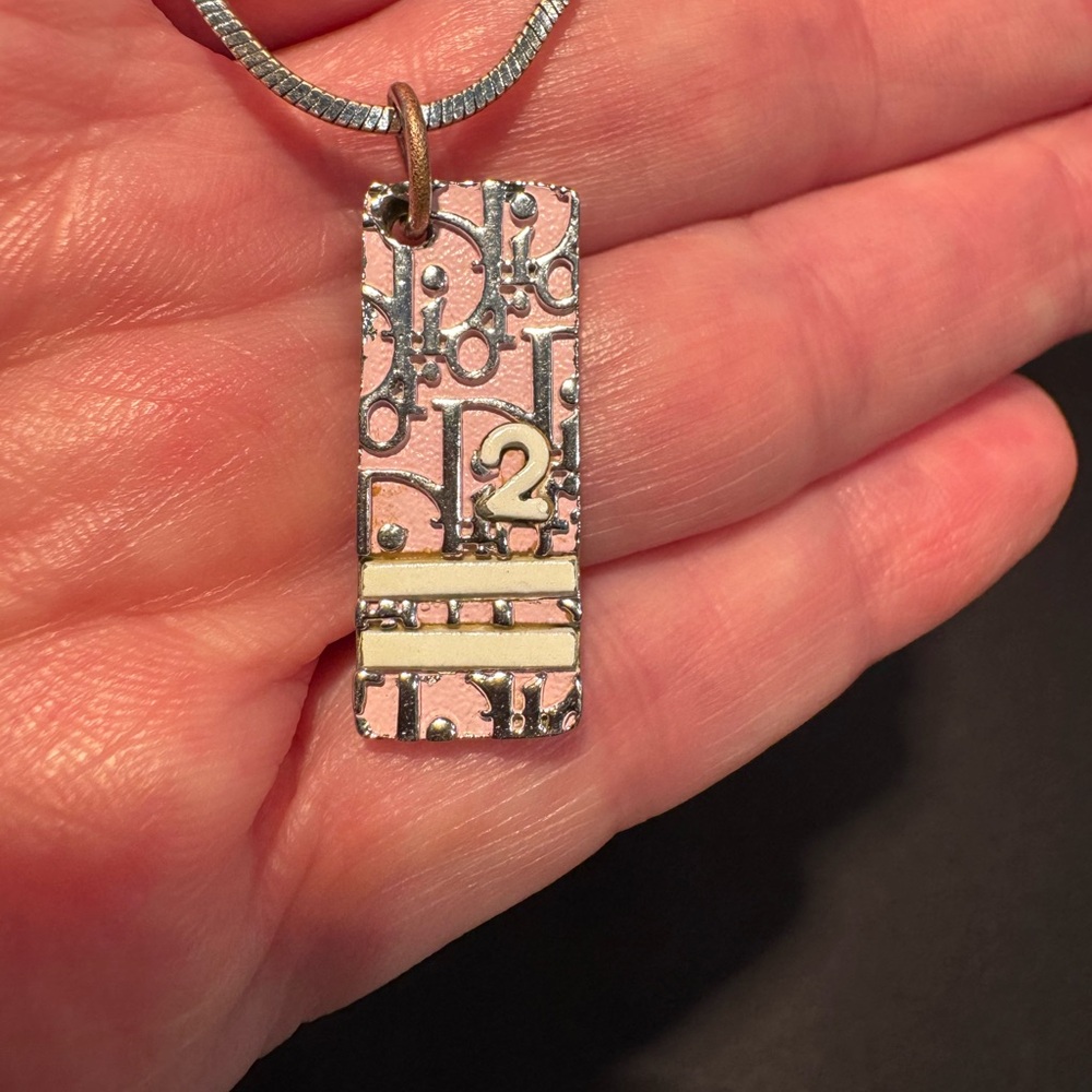 Dior Classic Pink Rectangular Pendant Necklace - image 4